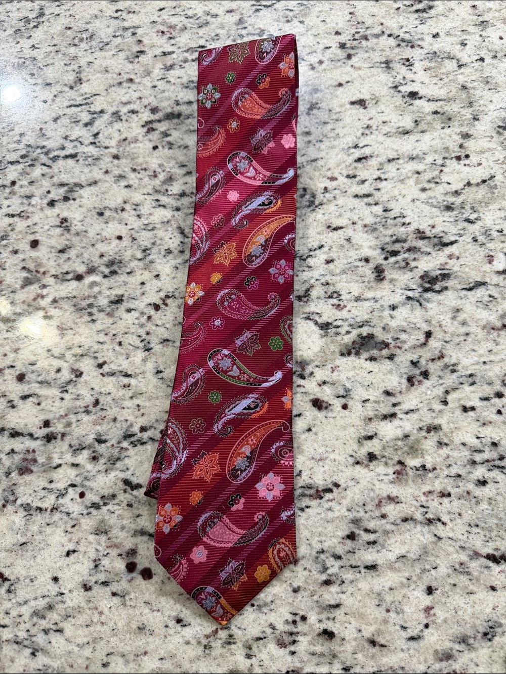Robert Graham Red Paisley Silk Tie with Multicolor Accents